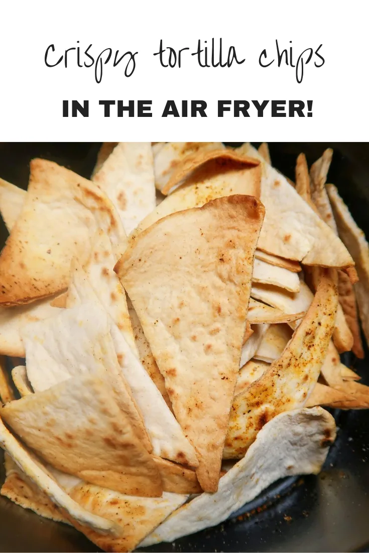 Air fryer tortilla chips in an air fryer basket