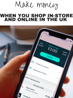 A hand holding a mobile phone which displays the Airtime Rewards app and shows a £2.00 current balance and £1.34 pending from Papa Johns spending
