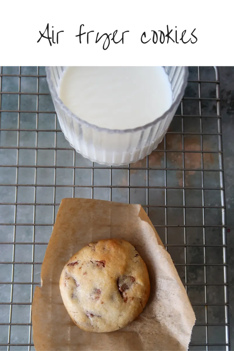 Air fryer cookies and a glass of milk