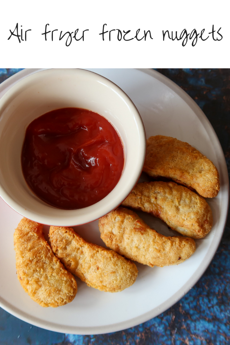 Air fryer frozen chicken nuggets ready quicker than oven cooking