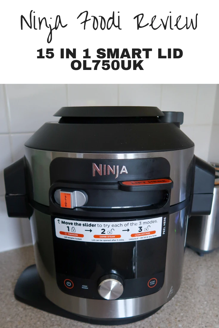 Ninja Foodi OL750UK 15 in a 1 model on a beige worktop with white tiles and a toaster in the background